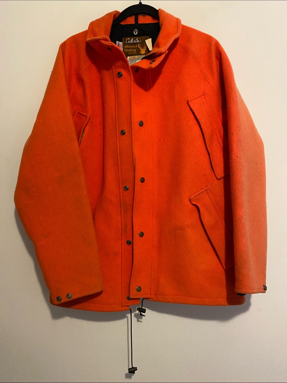 Cabela's Men's Bright Orange Field Wool Coat, vintage and heavy.